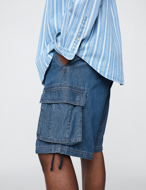 11" Baggy Denim Cargo Shorts