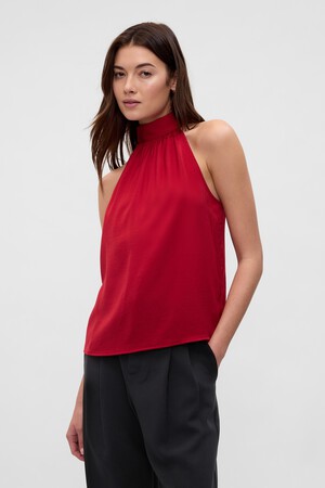 Satin Tie-Back Halter Top