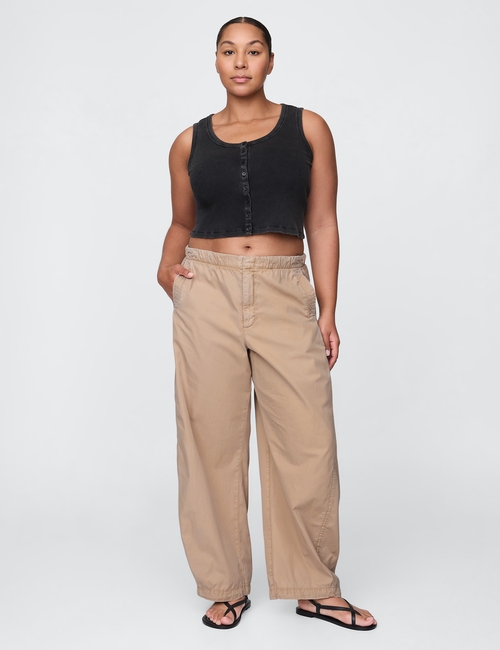 Low Rise Barrel Parachute Pants