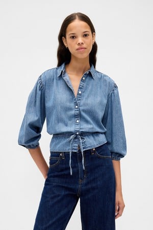 Denim Tie-Waist Shirt