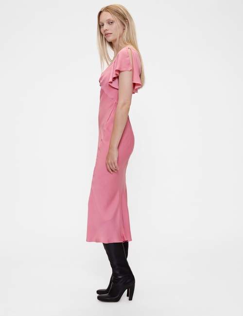 GAP STUDIO WASH FLUTER SLEEVE MIDI DRESS