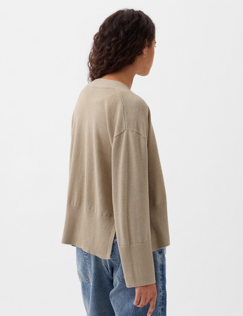 24/7 Split-Hem Linen-Blend Oversized Cardigan