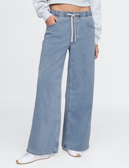 Mid Rise Knit Easy Baggy Jeans