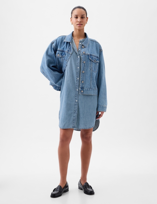 Puff Sleeve Denim Mini Dress