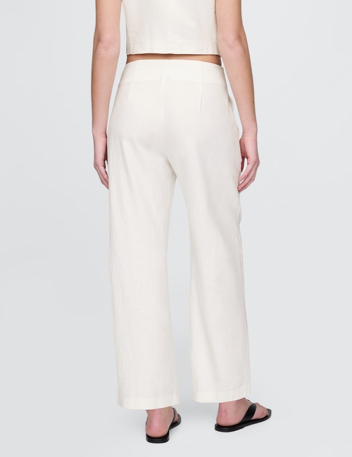 Linen-Blend Relaxed Straight Ankle Pants