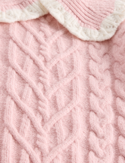 CASHSOFT COLLAR CABLE SWEATER