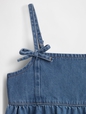 Kids Denim Bow-Strap Peplum Top