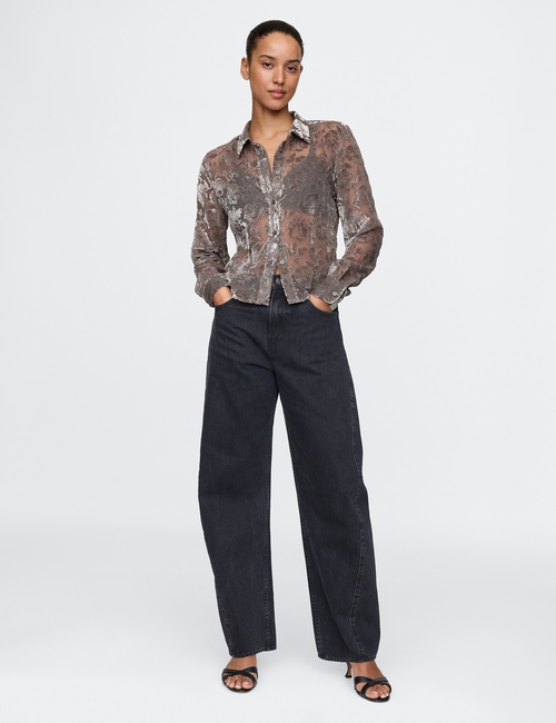 Cropped Velvet Shirt