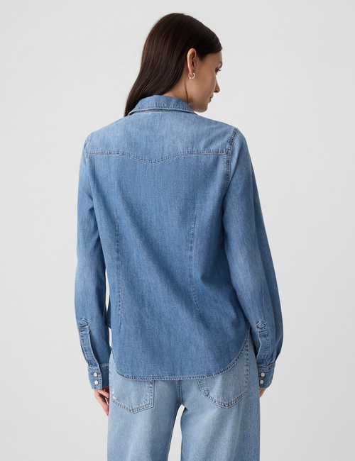 Fitted Denim Western Shirt with Washwell