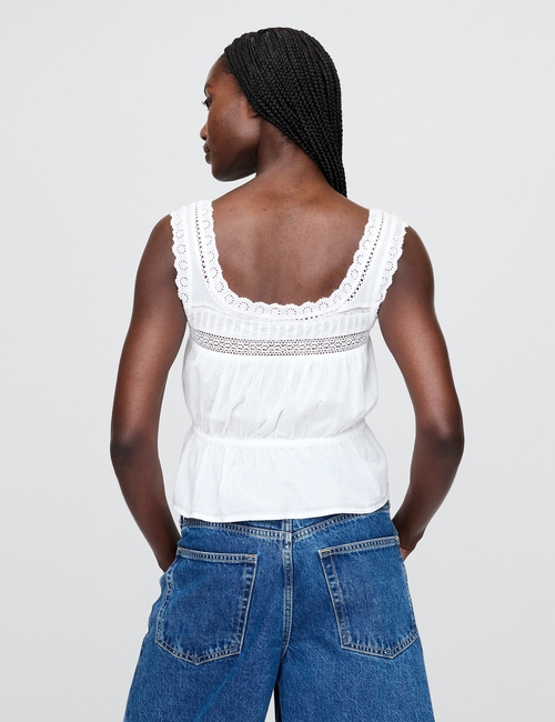 Lace-Trim Peplum Top