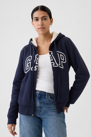 Relaxed Gap Logo Sherpa-Lined Zip Hoodie