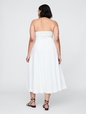 Linen-Blend Scalloped Midi Dress