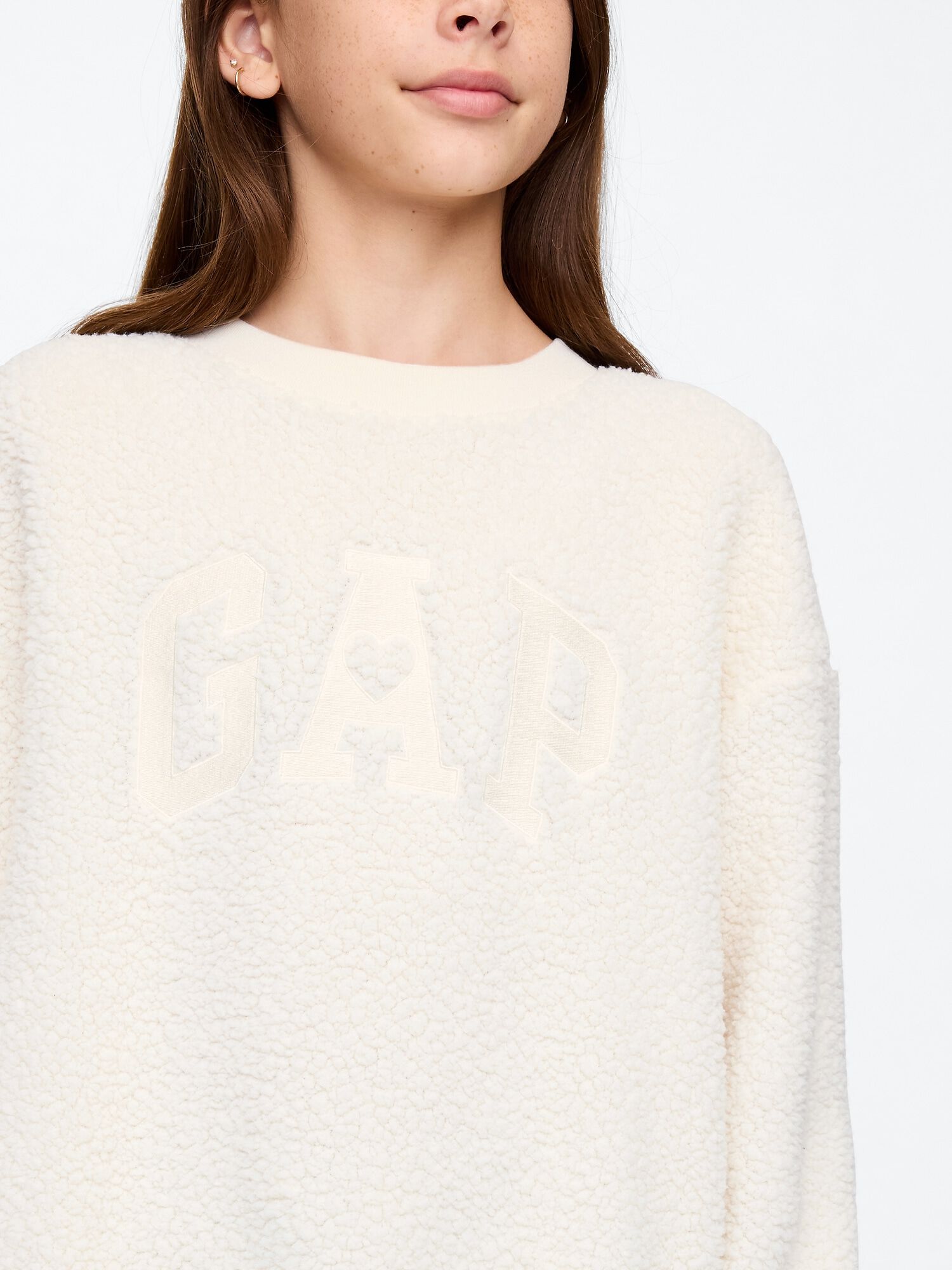 Gap sherpa crewneck sweatshirt 2025