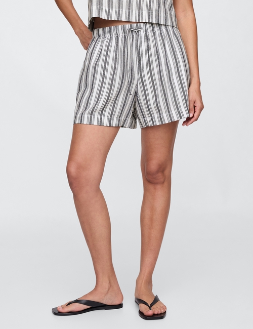 4" Mid Rise Pull-On Linen-Blend Shorts