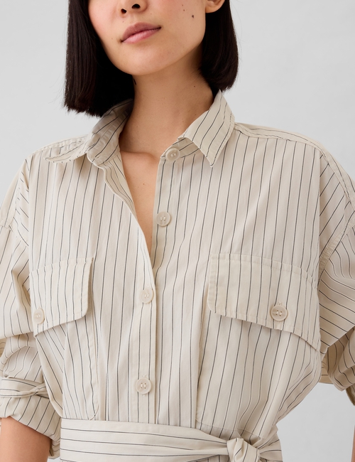 Organic Cotton Striped Mini Shirtdress