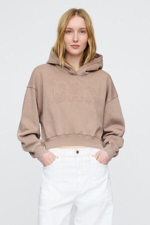 VintageSoft Cropped Logo Hoodie
