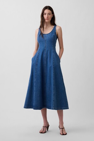 Denim Scoop Neck Maxi Dress