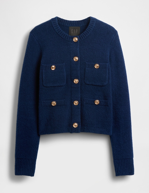 GAP STUDIO CROPPED GOLD BUTTON JACKET CARDIGAN