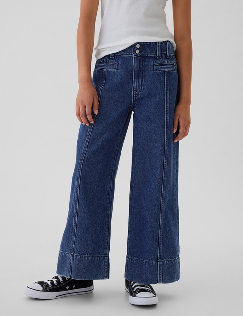 Kids High Rise Stride Wide-Leg Ankle Jeans