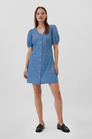 Denim Puff Sleeve Mini Dress