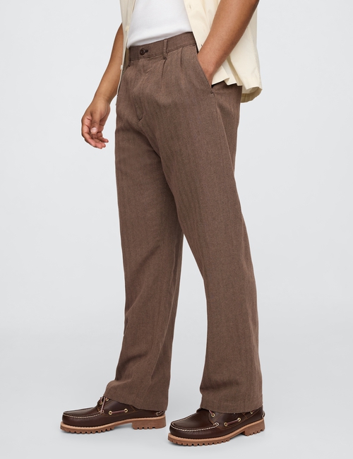 Linen-Cotton '90s Loose Pleated Khakis