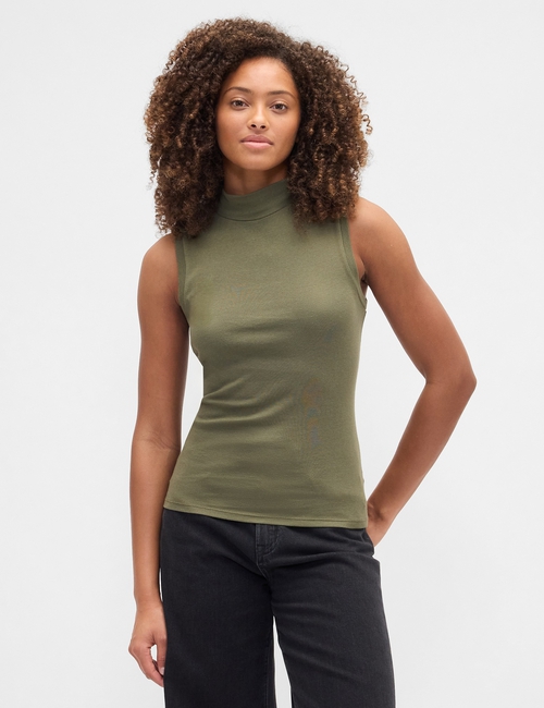 Modern Ribbed Mockneck Tank Top