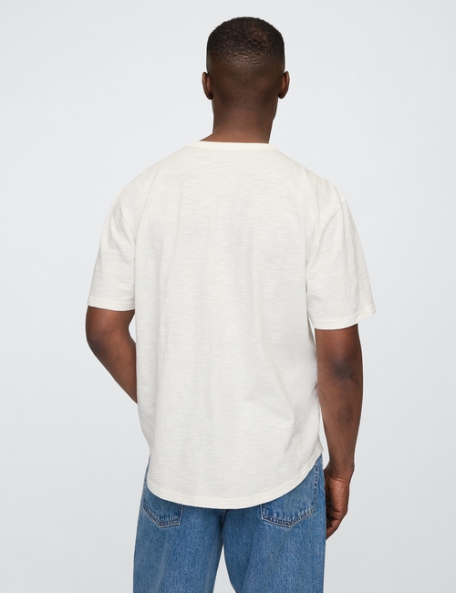Lived-In Relaxed Curved Hem Henley T-Shirt