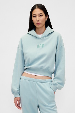 VintageSoft Crop Logo Hoodie