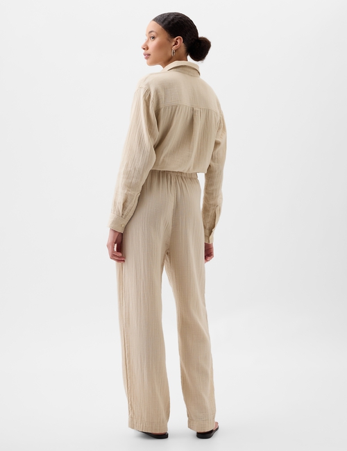 Mid Rise Gauze Wide-Leg Pull-On Pants