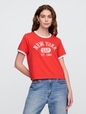 Shrunken Graphic Ringer T-Shirt