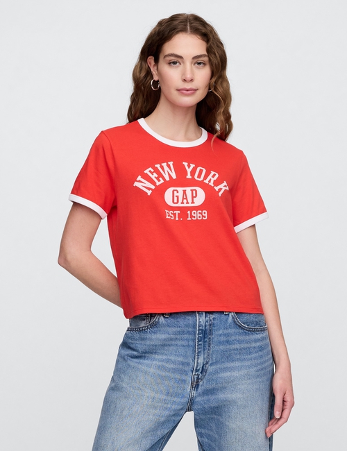 Shrunken Graphic Ringer T-Shirt