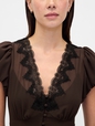 SS VNECK LACE TRIM MAXI DRESS