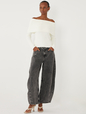 CashSoft Ribbed Off-Shoulder Sweater Top