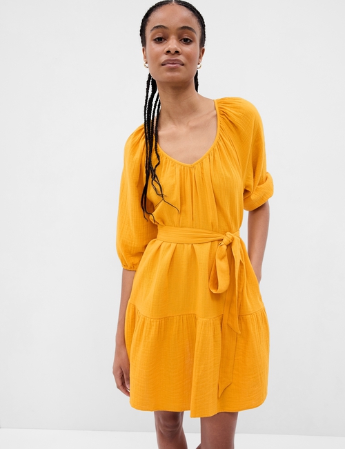 gap crinkle gauze tiered mini dress Crinkle Gauze Tiered Mini Dress