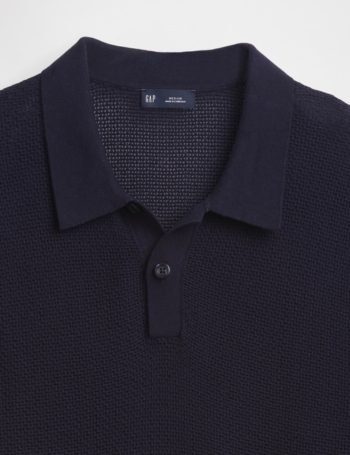 Textured Crochet Polo Shirt