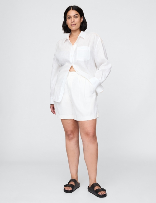 365 High Rise Linen-Blend Shorts