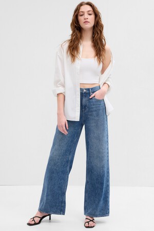 High Rise Wide-Leg Jeans with Washwell