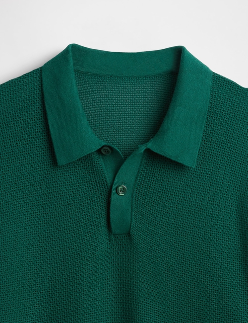 Textured Crochet Polo Shirt
