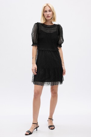 Puff Sleeve Mesh Mini Dress