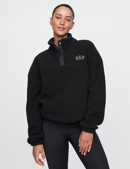 Relaxed Recycled Sherpa Quarter-Snap Sweatshirt