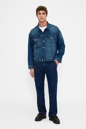 STRAIGHT FIT DARK WASH TROUSER
