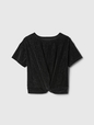 Kids Relaxed Velvet Twist-Hem Top
