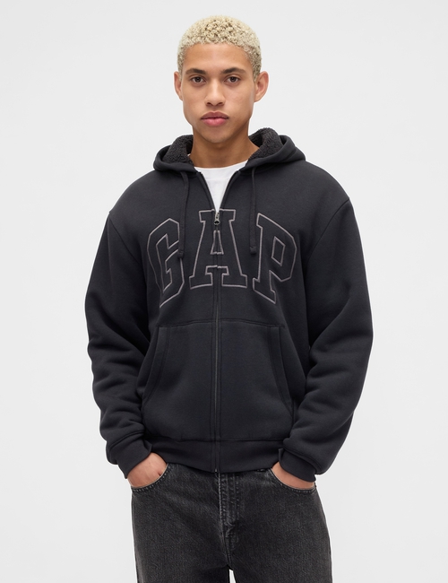 Relaxed Gap Logo Sherpa-Lined Zip Hoodie