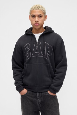 Relaxed Gap Logo Sherpa-Lined Zip Hoodie