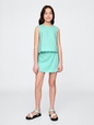 Kids Linen-Cotton Scalloped Wrap Skort