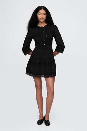 Lace-Trim Mini Dress