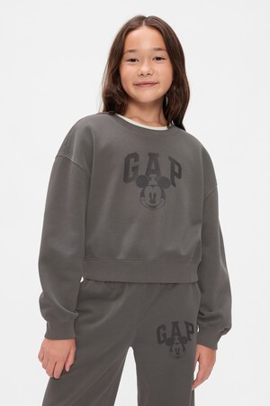 Gap × Disney Kids Vintage Soft Mickey Mouse Logo Cropped Sweatshirt