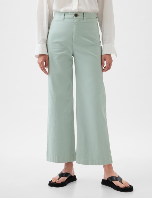 High Stride Wide-Leg Ankle Khakis