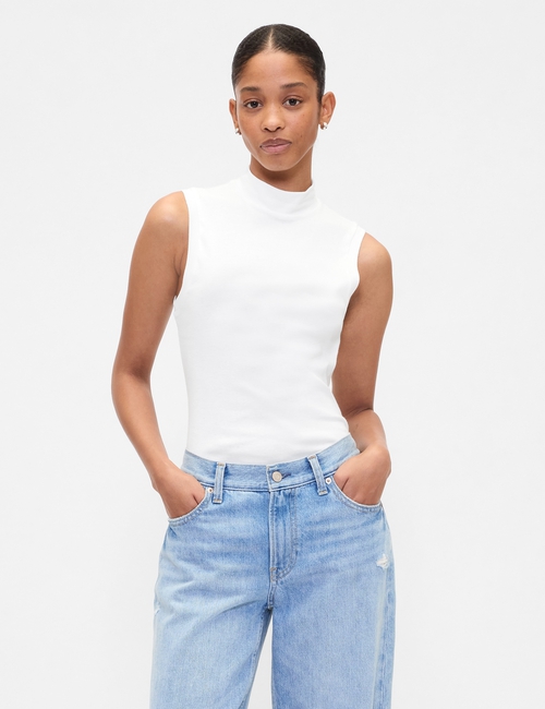 Modern Ribbed Mockneck Tank Top
