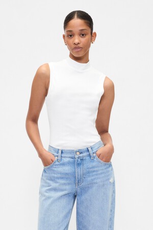 Modern Ribbed Mockneck Tank Top